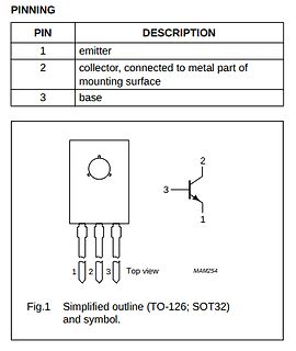 Pinbelegung und Symbol eines TO-126 Transistors