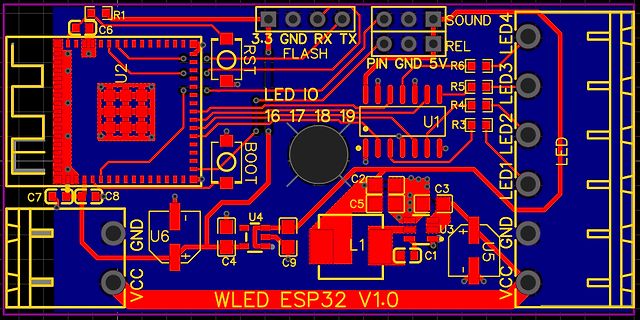 PCB-Layout einer WLED ESP32 Platine