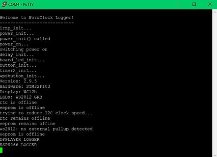 PuTTY Terminal-Ausgabe eines Mikrocontroller-Loggers