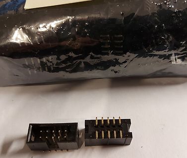 Zwei schwarze Steckverbinder mit Goldkontakten