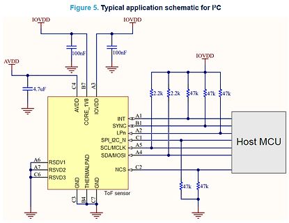 Schaltplan für I2C ToF Sensor Anwendung