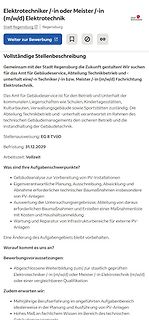 Stellenanzeige Elektrotechniker Stadt Regensburg