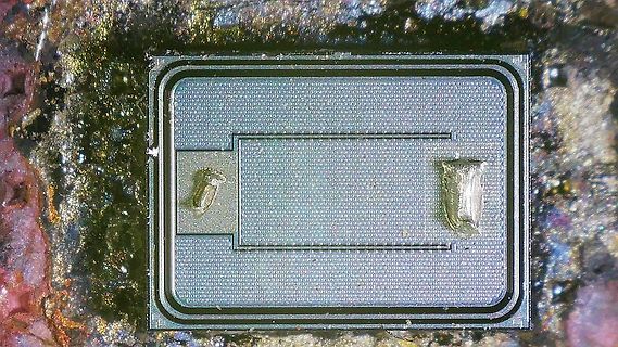Makroaufnahme eines Mikrochips oder Dies