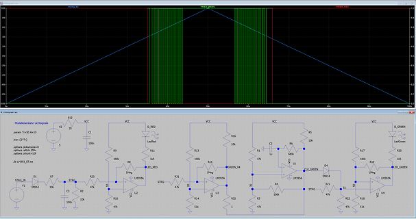LTspice Schaltplan und Oszilloskop-Simulation