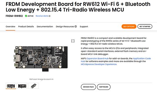 Produktseite eines FRDM-RW612 Development Boards
