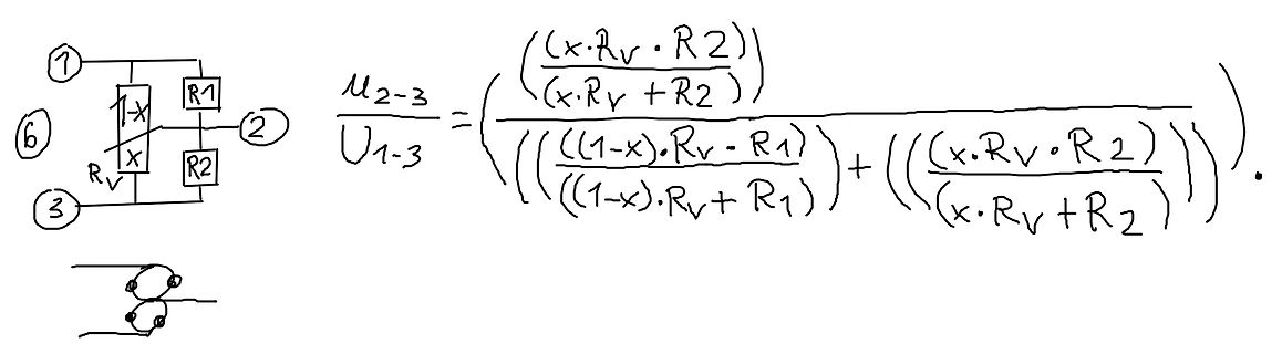 Schaltplan und mathematische Formel für Spannungsteiler