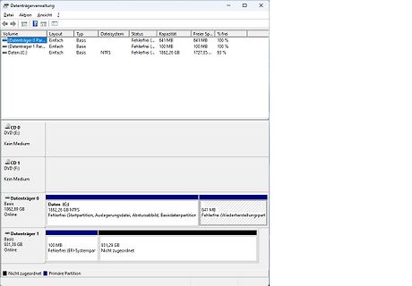 Windows Datenträgerverwaltung Screenshot