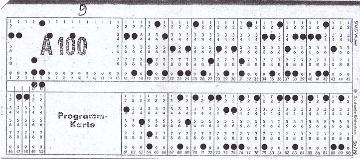 Lochkarte mit Programm-Karte Beschriftung