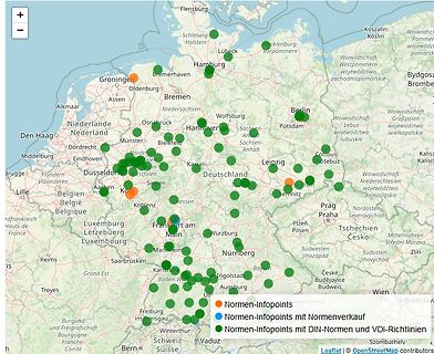 Karte mit Standorten von Normeninfopoints
