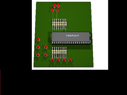 3D-CAD-Ansicht eines Mikrocontroller-Layouts mit LEDs