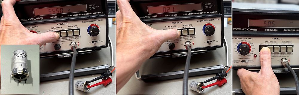 Messung eines Elektrolytkondensators mit Kapazitäts-Induktivitäts-Analysator