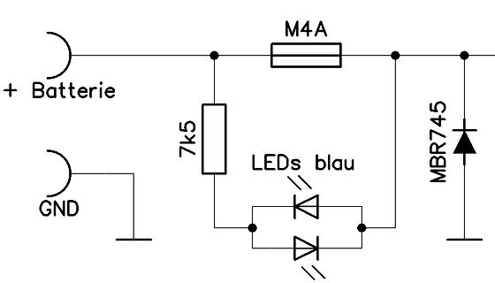 Schaltplan einer LED-Schaltung mit Batterie