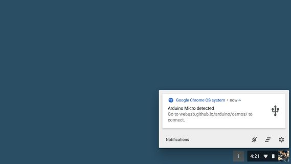 Chrome OS Benachrichtigung über Arduino Micro