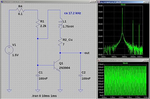 Schaltplan und Frequenzanalyse eines Transistorschaltkreises