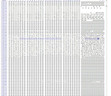 Hexadezimaler Speicherabbild-Screenshot