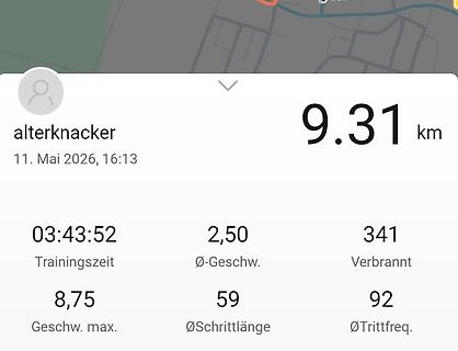 Sport-App Trainingsdaten Übersicht