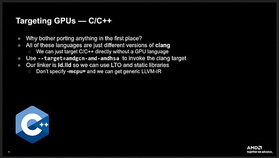 Präsentationsfolie über das Targeting von GPUs mit C/C++