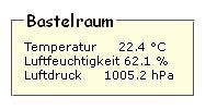 Anzeige von Temperatur, Luftfeuchtigkeit und Luftdruck