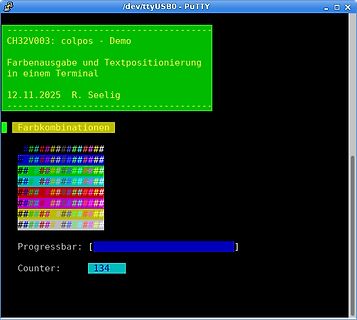 Terminal-Demo zur Farbausgabe und Textpositionierung