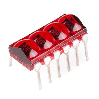 Rote LED-Anzeige mit vier Segmenten