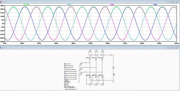 LTspice Simulation Schaltplan und Wellenformen