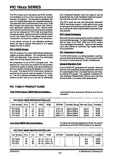 Datenblatt Ausschnitt PIC 16xxx Serie