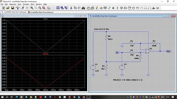 LTspice Schaltplan und Simulationsergebnisse