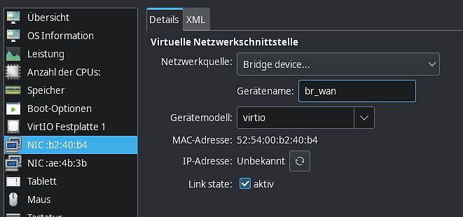 Einstellungen einer virtuellen Netzwerkschnittstelle
