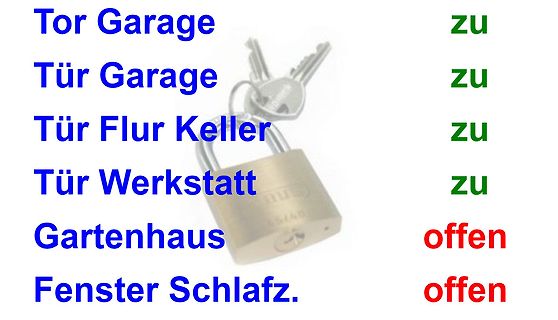 Textliste mit Schloss und Schlüssel
