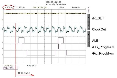 Oszilloskop-Messaufnahme von Signalen eines Mikrocontrollers