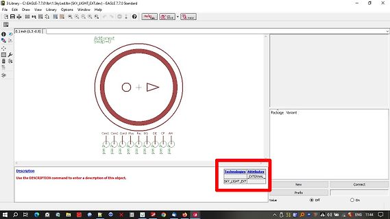 CAD-Ansicht eines Bauteilsymbols in EAGLE