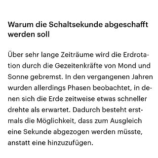 Text über die Abschaffung der Schaltsekunde