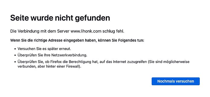 Fehlermeldung einer Website