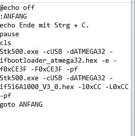 Windows Batch-Skript zum Flashen eines Mikrocontrollers