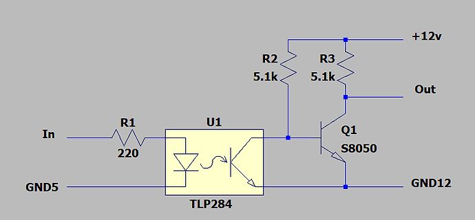 Schaltplan mit Optokoppler und Transistor