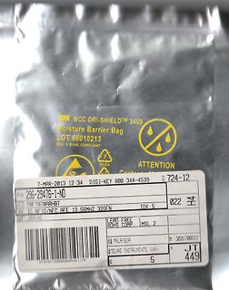 Feuchtigkeitsschutzbeutel mit Etikett von Texas Instruments