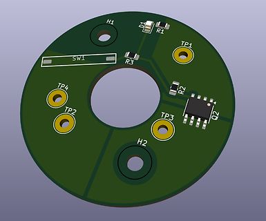 CAD-Ansicht eines kreisförmigen PCB-Layouts