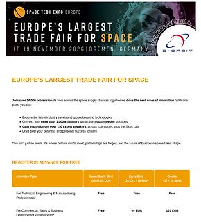 Werbebanner für Space Tech Expo Europe 2026