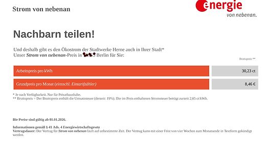 Werbung für Stromtarif von nebenan