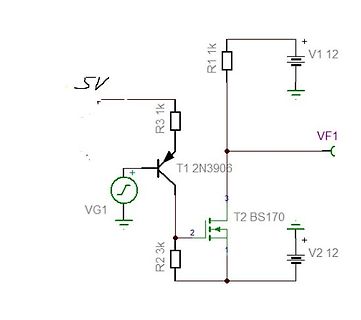 Schaltplan mit PNP-Transistor und MOSFET