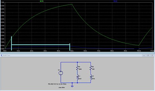 LTspice Simulation Schaltplan und Stromverlauf