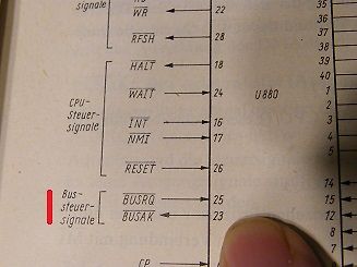 Ausschnitt einer Pinbelegungsliste