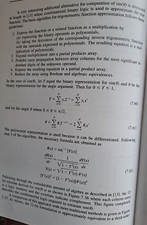 Foto einer Buchseite mit mathematischen Formeln zur Sinus-Approximation