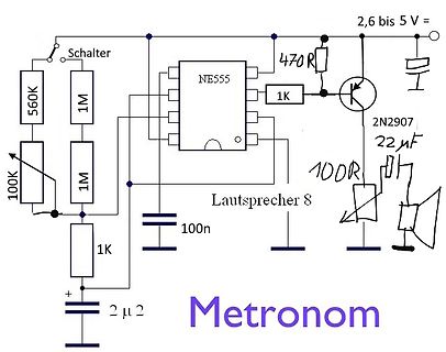 Handgezeichneter Schaltplan eines Metronoms
