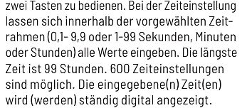 Deutscher Text über Zeiteinstellungen