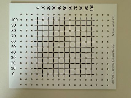 Laser-Gravur Testplatte mit Koordinatengitter