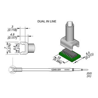 Technische Zeichnung eines Dual In Line Steckers