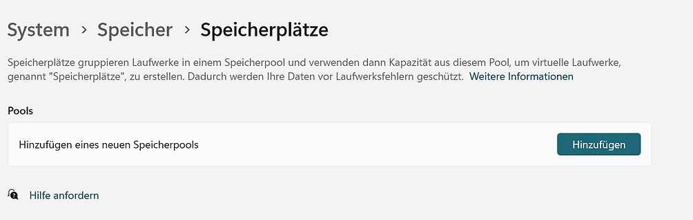 Screenshot einer Speicherverwaltung in einer Software