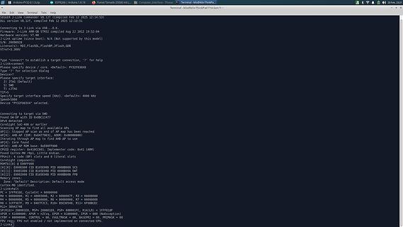Terminal-Ausgabe eines J-Link Debuggers