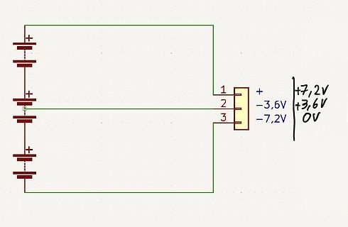 Schaltplan einer Batteriekombination mit Spannungsangaben